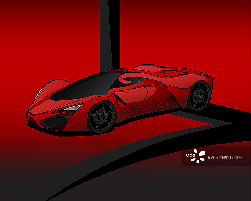 红色跑车矢量插图孤立在红色抽象背景图片素材