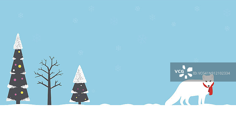 圣诞快乐，北极狐围巾图片素材