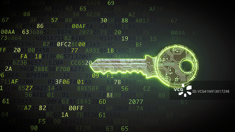 绿色电路的数字密钥是二进制代码图片素材