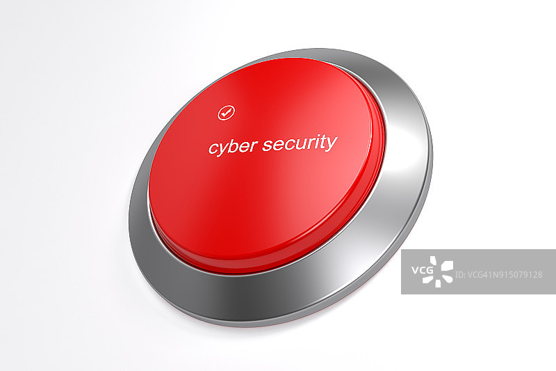 红色网络安全按钮隔离在白色背景图片素材