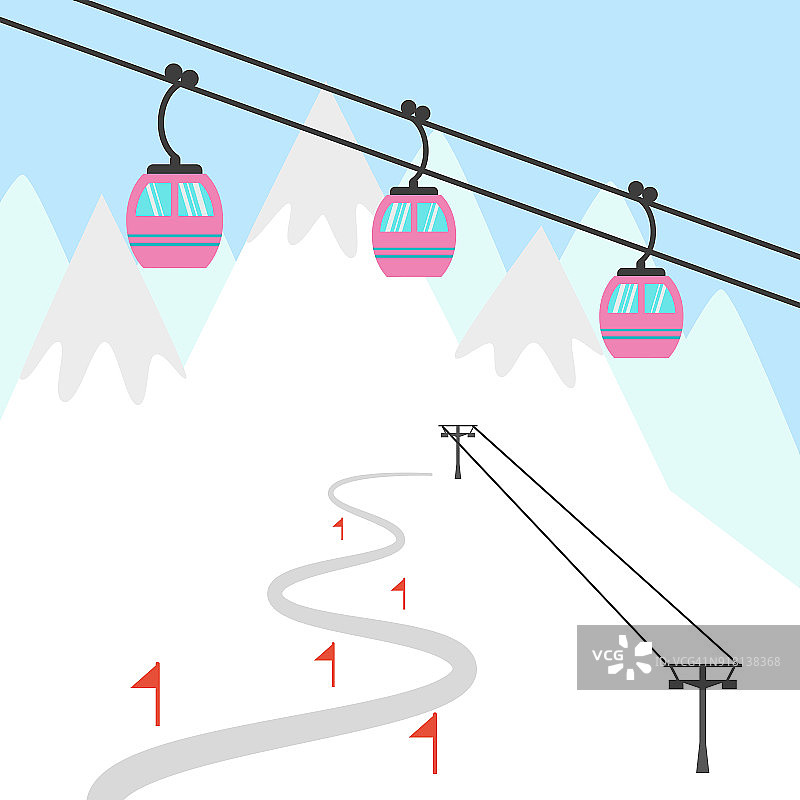 滑雪缆车图标滑雪和冬季运动。图片素材