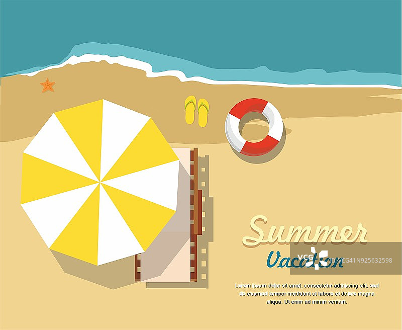 沙滩上的躺椅和雨伞。度假和旅游图片素材