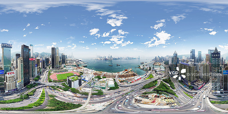 鸟瞰香港维多利亚港及其邻近地区图片素材