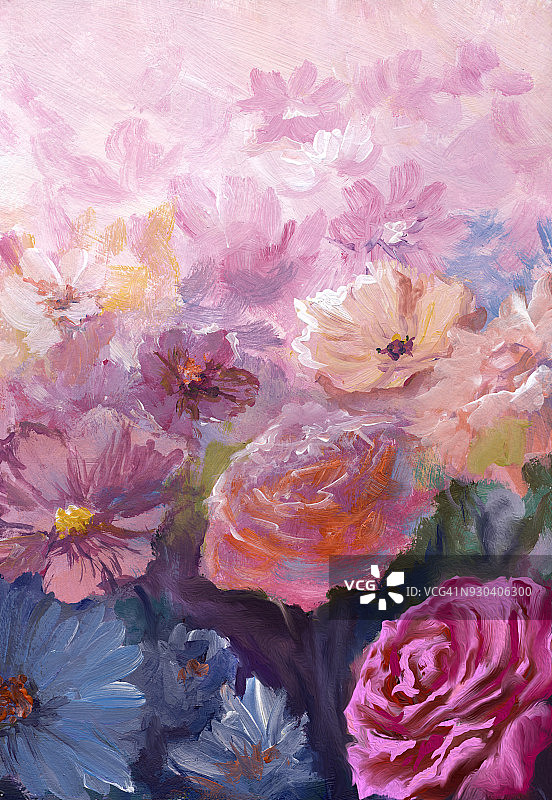 春天的花朵，描画着背景图片素材