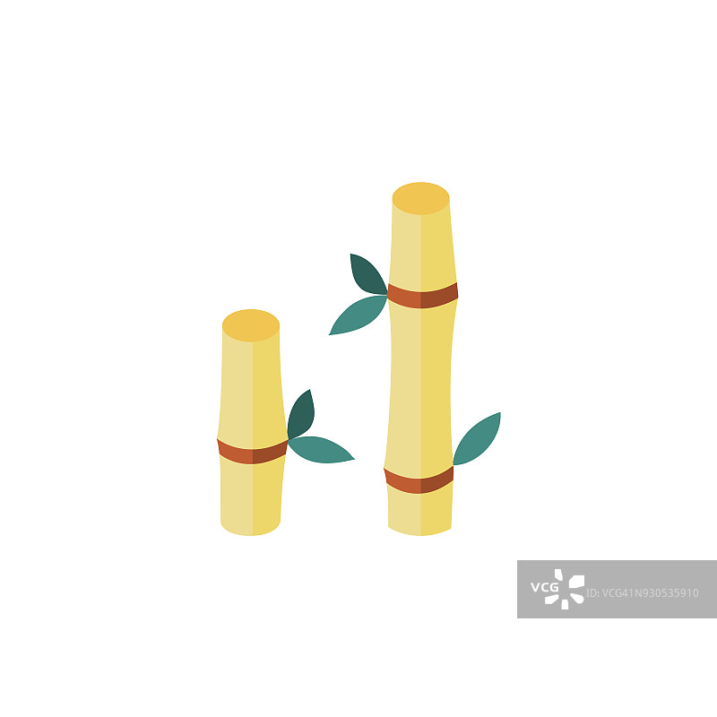 矢量平面卡通竹茎与叶的图标图片素材