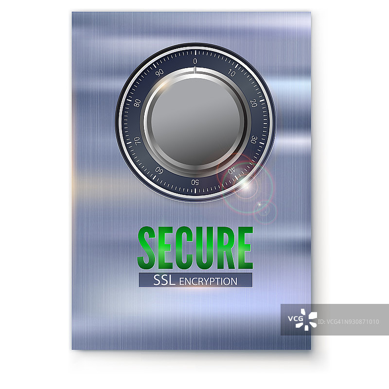 信息海报与安全的SSL连接。信息和数据安全的概念。金属表面的安全锁。安全数据加密技术，https证书隐私签名图片素材