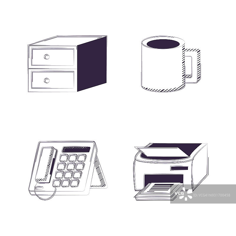 办公桌及办公用品设计图片素材