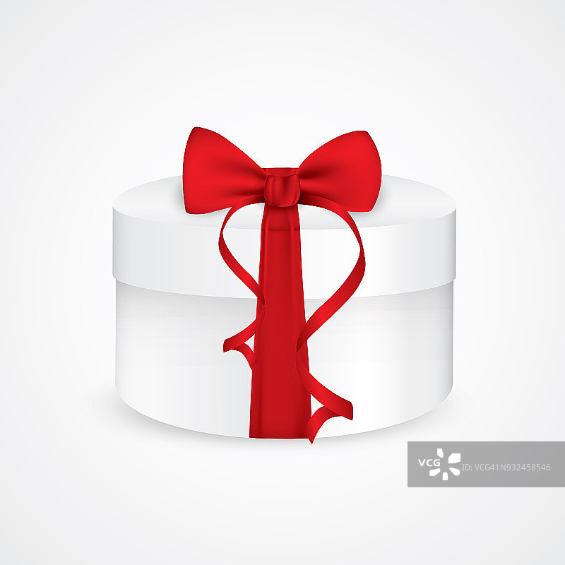 礼盒与红色弓孤立在白色。矢量图图片素材