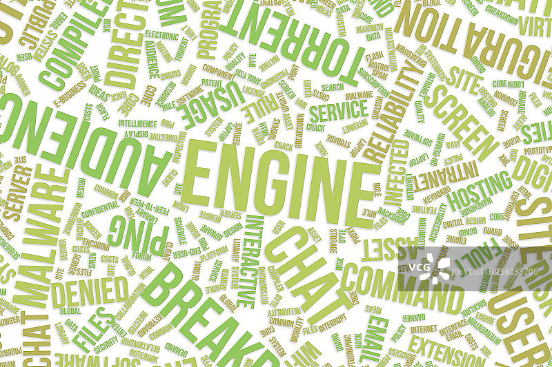 引擎，用于商业、信息技术或IT的概念词云。图片素材