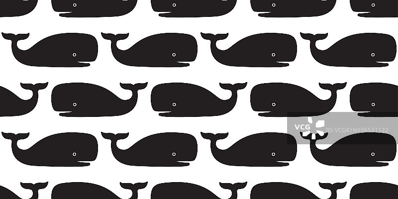 鲸鱼海豚无缝图案鲨鱼尾鳍矢量孤立的背景壁纸插图图片素材