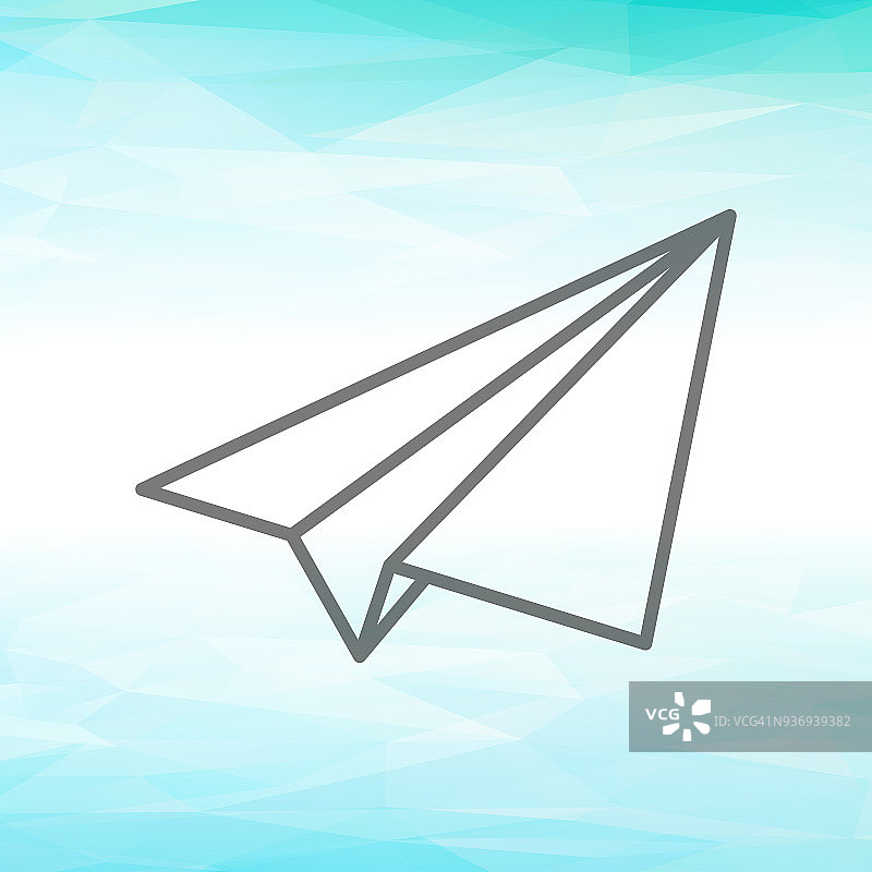 白色线形纸飞机上的一个蓝色三角形多边形ba图片素材