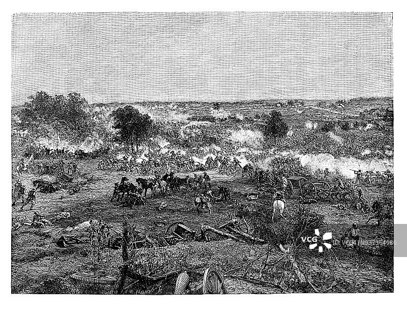 邦联军队在葛底斯堡与联邦军队交战图片素材