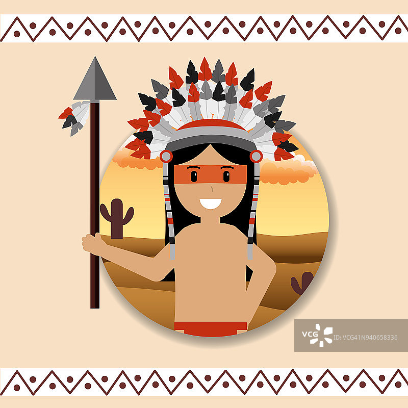 美国原住民卡通图片素材
