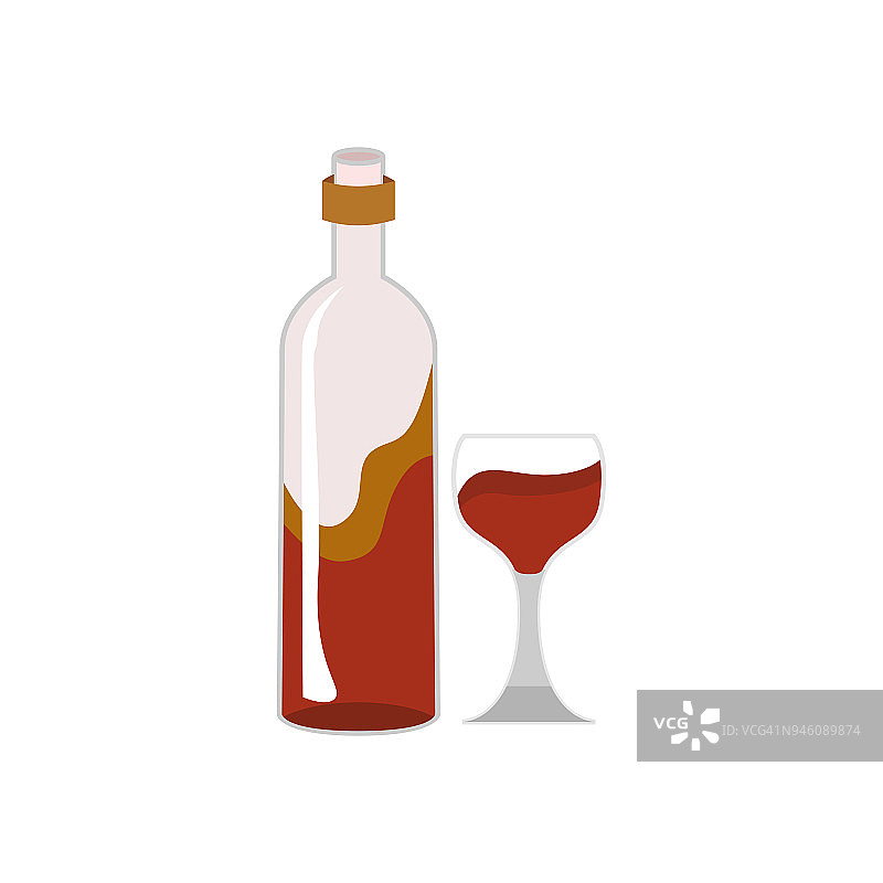 酒瓶和玻璃咖啡馆插图图片素材