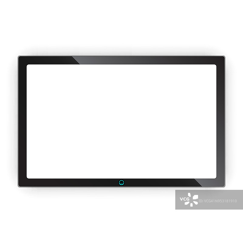 现实的电视屏幕矢量图标在平面风格。在白色孤立背景上监控等离子体插图。电视展示的经营理念。图片素材