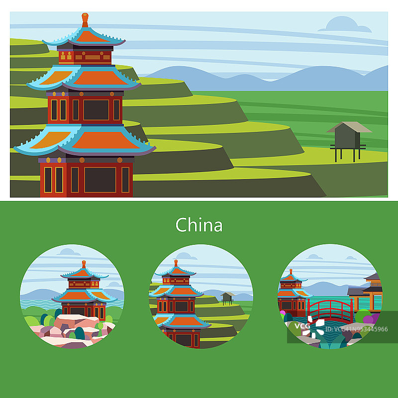 中国矢量插图。图片素材