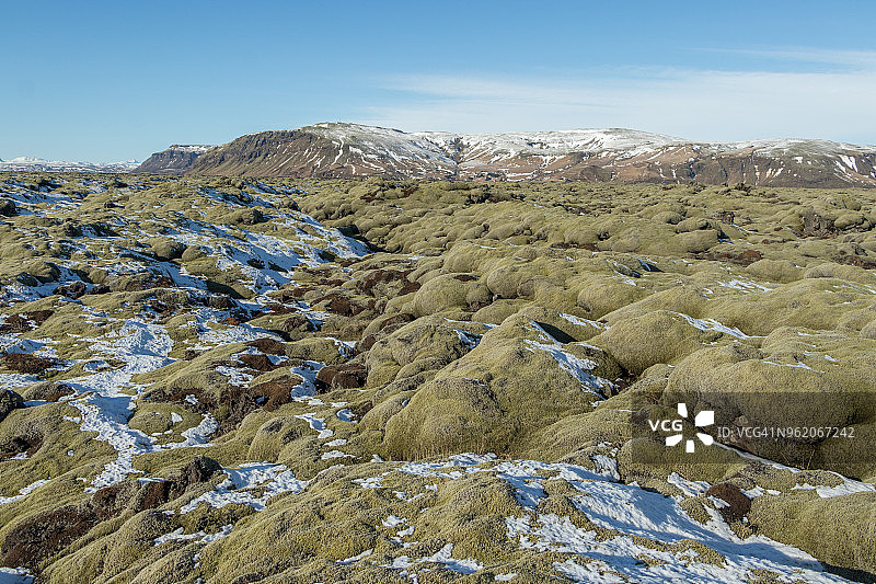 冰岛高地南部的Eldhraun熔岩区是世界上最大的熔岩流图片素材