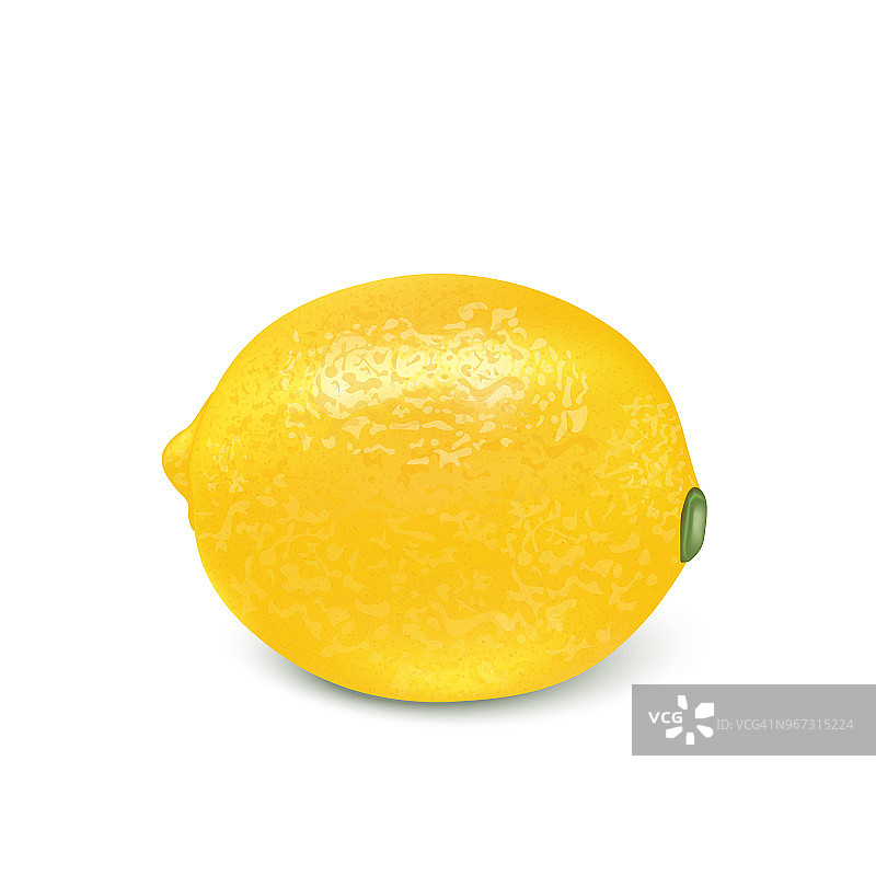 鲜榨柠檬汁。3d现实黄色成熟柠檬孤立在白色背景包装或网页设计。向量图片素材