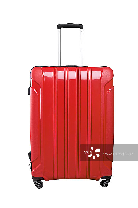 白色背景上孤立的红色旅行袋。图片素材