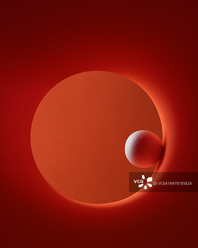 白色球体在红色圆圈中滚动图片素材