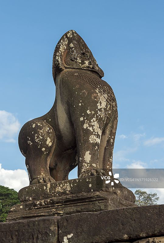 柬埔寨吴哥窟，大象梯田的守护狮子图片素材