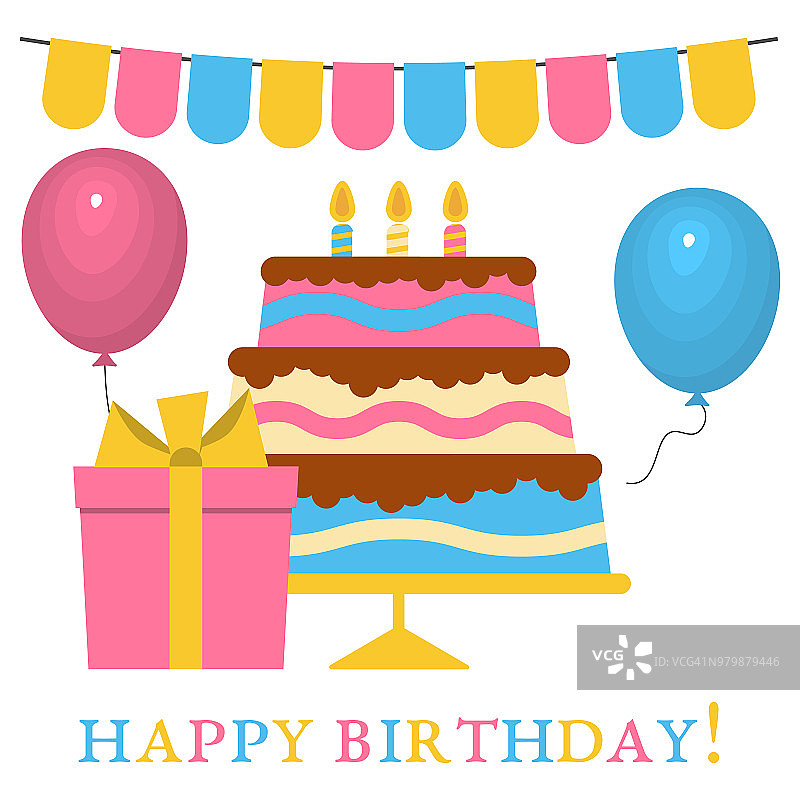 生日庆祝的甜蜜蛋糕贺卡图片素材