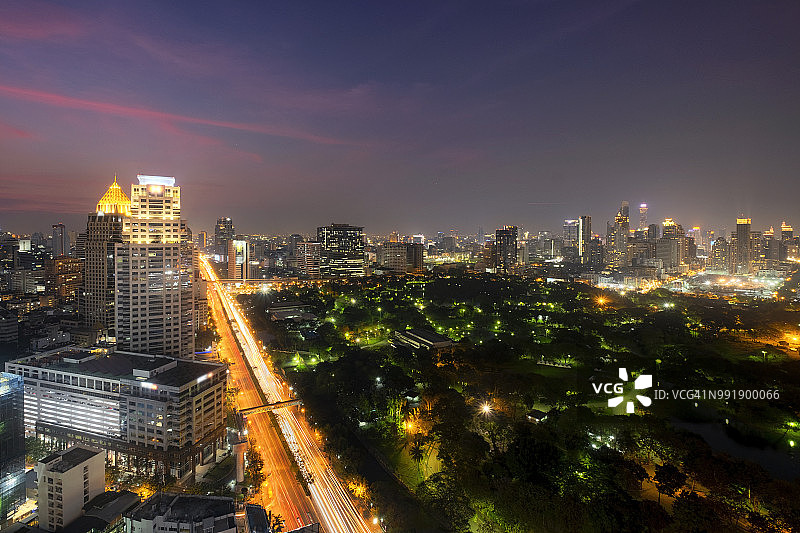 曼谷夜景鸟瞰图图片素材