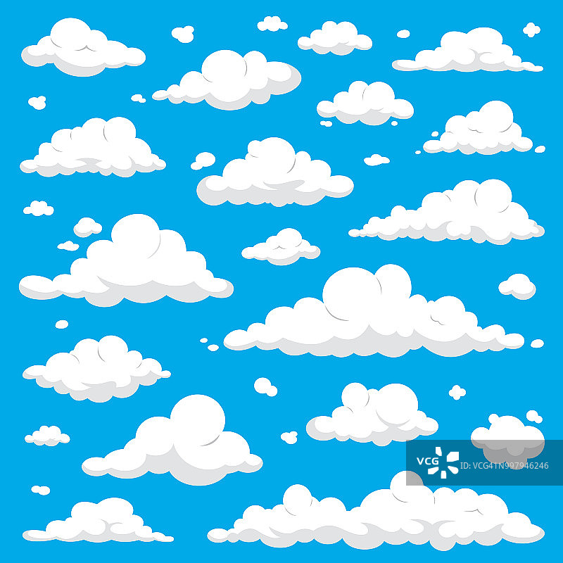 白云孤立在蓝天-卡通向量集图片素材
