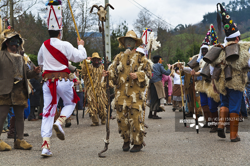 西班牙的传统狂欢节。图片素材