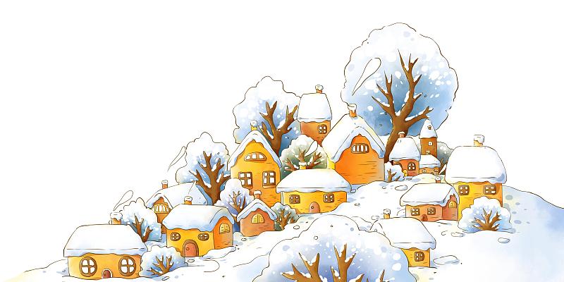 下雪的村庄图片下载