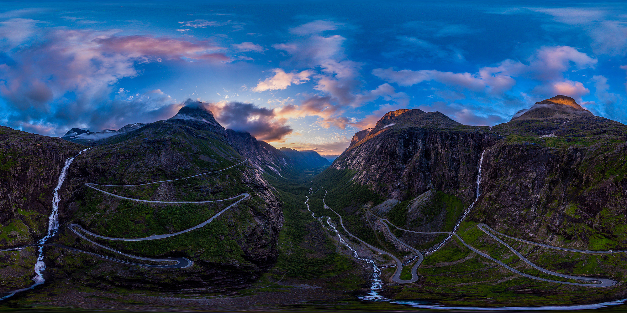 360度鸟瞰图(巨魔路径)，挪威图片下载
