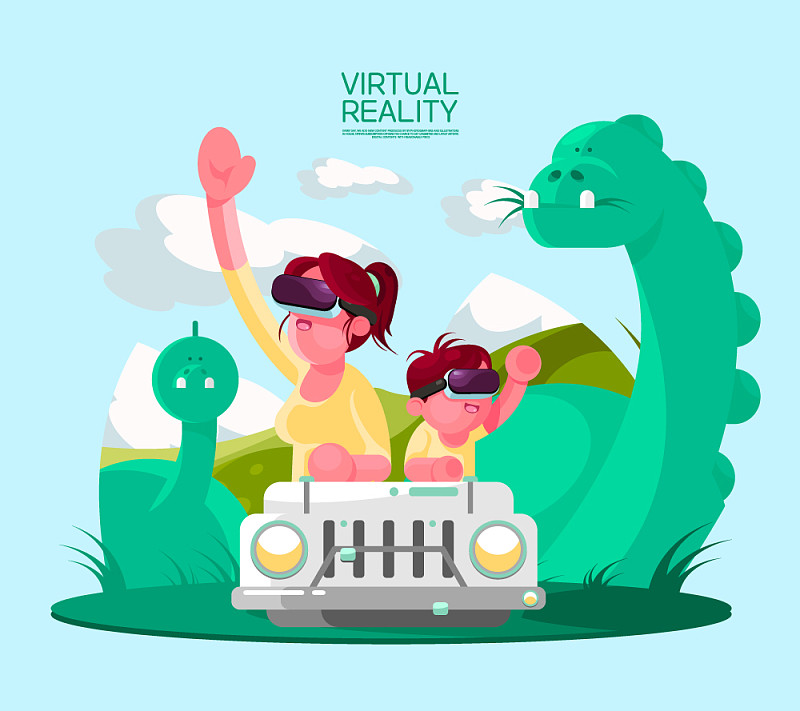 虚拟现实概念矢量插图图片下载