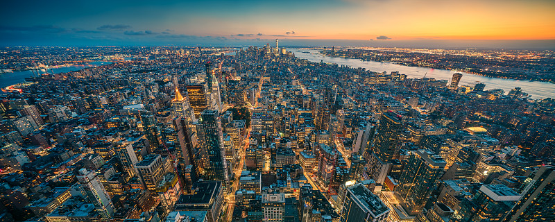 纽约日落天际线全景图片素材