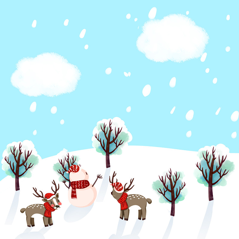 小清新可爱圣诞节雪地场景图片下载