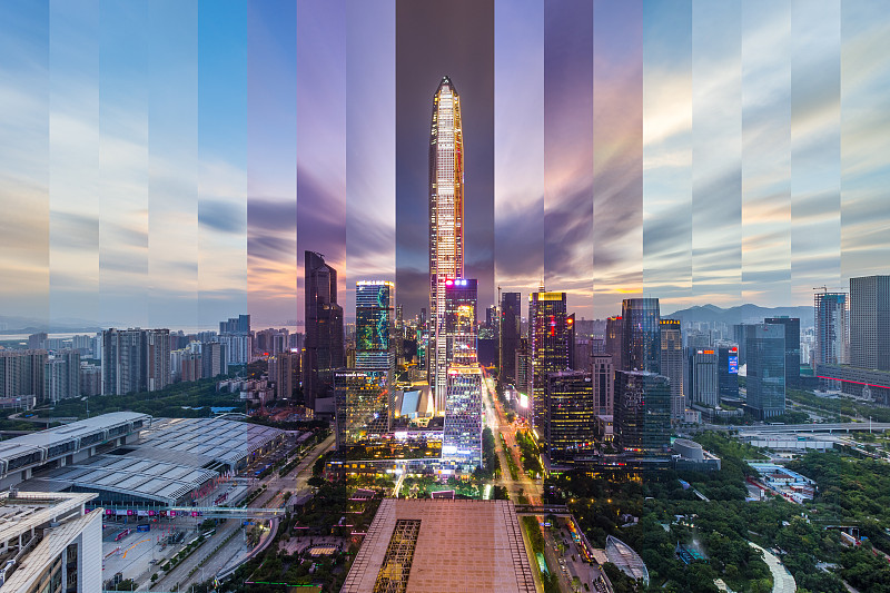 深圳金融区城市天际线时间切片图片下载