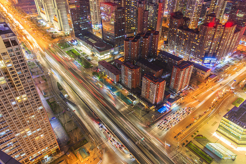 北京CBD的夜景图片素材