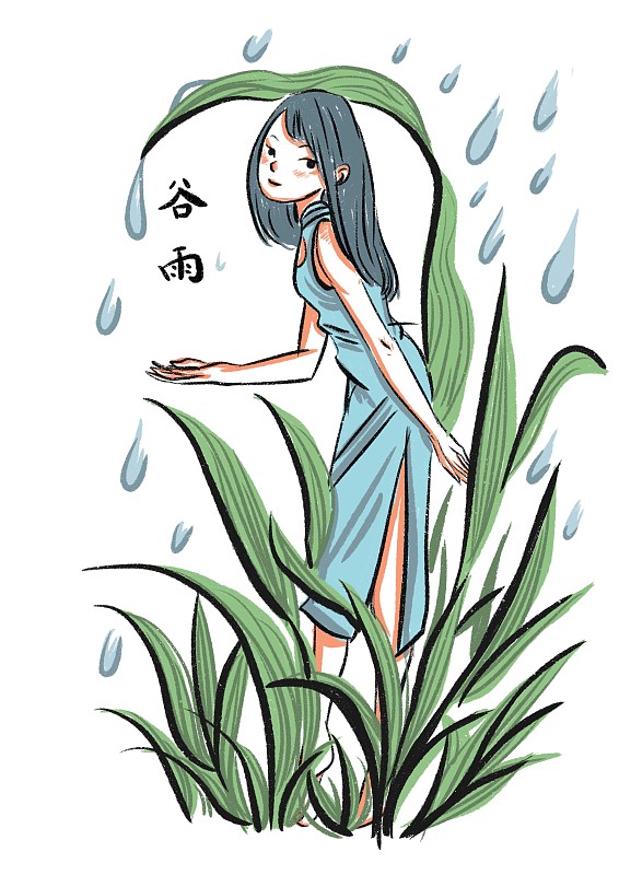 旗袍24节气-谷雨图片素材