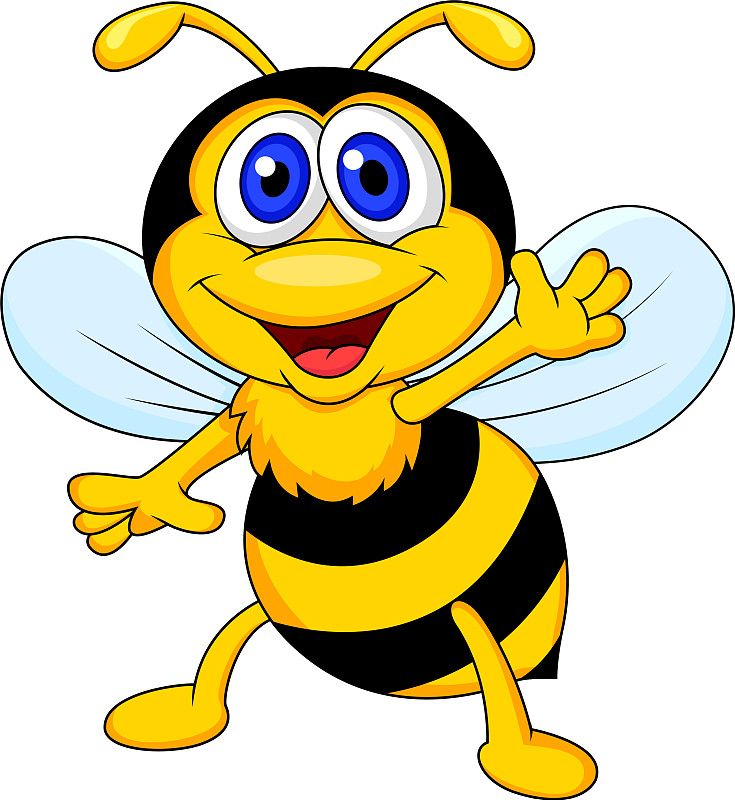 可爱的蜜蜂卡通挥手图片素材