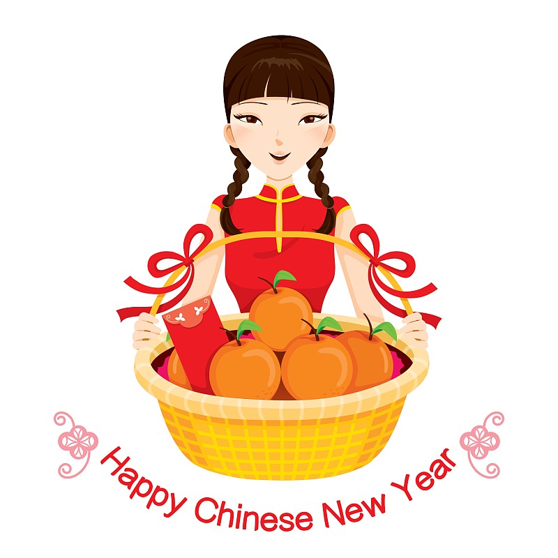 拿中国新年礼物的女人图片下载