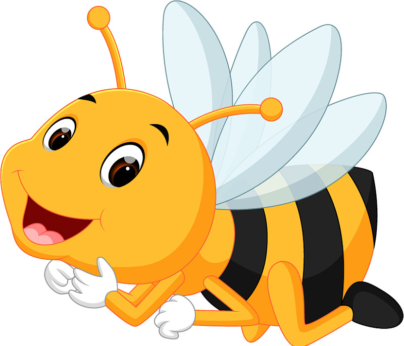 可爱的蜜蜂卡通挥手