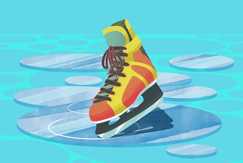 冰刀滑冰插画图片