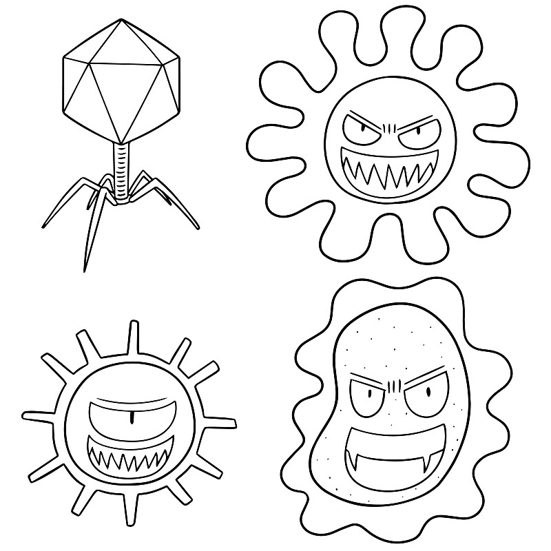 细菌病毒儿童简笔画图片