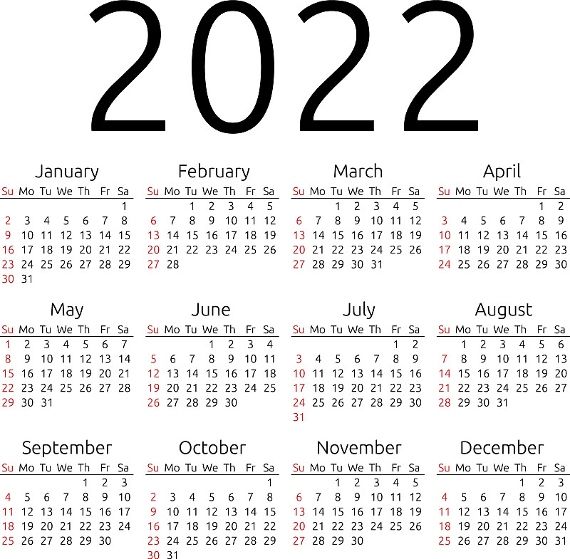 日历2022年星期日