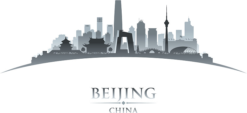 北京中国城市天际线轮廓白色图片下载