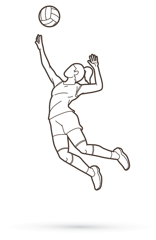 女子排球运动员动作卡通图形图片下载
