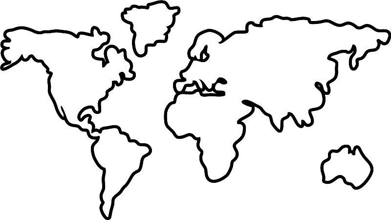 世界轮廓图手绘简图图片