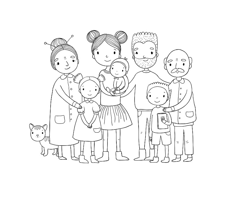 简单的家庭人物怎么画图片