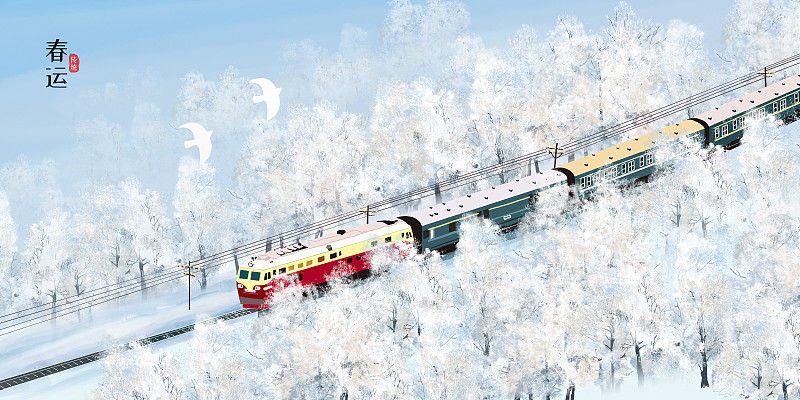 2020春运冬天回乡的列车图片下载