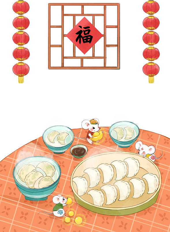 春节食物插画图片