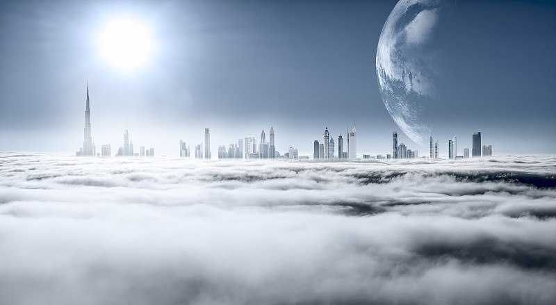 科幻未来感端的摩天大楼图片下载